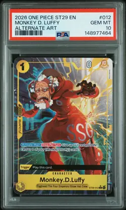 LOW POP!! PSA GEM MT 10 - Monkey D. Luffy 012 One Piece Starter Deck St29 - Image 1