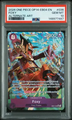 LOW POP!! PSA GEM MT 10 - Foxy 036 One Piece Op14-Eb04-The Azure Sea'S Seven - Image 1