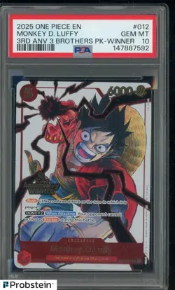 2025 One Piece Monkey.D.Luffy 3rd Anv. Event Winner Prize Promo ST01-012 PSA 10 - Image 1