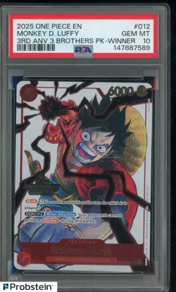 2025 One Piece Monkey.D.Luffy 3rd Anv. Event Winner Prize Promo ST01-012 PSA 10 - Image 1