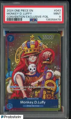 2024 One Piece EN Convention Exclusive Foil #043 Monkey D. Luffy PSA 9 MINT - Image 1