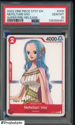 2022 One Piece ST01 EN Super Pre-Release #ST01-009 Nefeltari Vivi PSA 10 GEM MT - Image 1