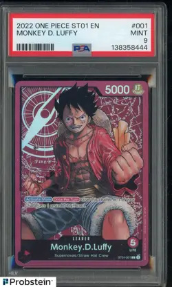 2022 One Piece ST01 EN Errata #001 Monkey D. Luffy PSA 9 MINT - Image 1