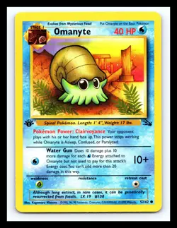 💥 Omanyte 1st Edition Non Holo Foil Pokemon Card 52/62 Vintage Fossil Set 1999 - Image 1
