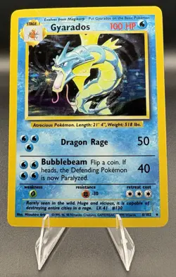Pokemon Gyarados Base Set Holo Rare 100 HP Card 6/102 Wizards of the Coast MP - Image 1