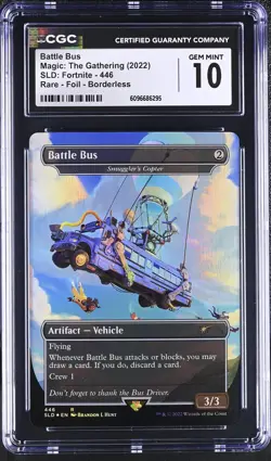 BATTLE BUS Secret Lair Foil Fortnite Smuggler's Copter CGC 10 MTG [Nostalgium] - Image 1