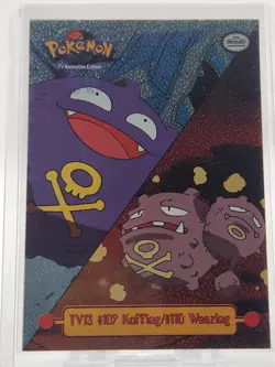 1999 Topps TV13 #109 Koffing/ #110 Weezing Rare Silver Foil Pokemon Card - Image 1