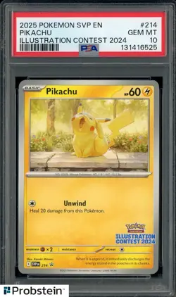 2025 Pokemon SVP EN #214 Pikachu Illustration Contest 2024 PSA 10 GEM MINT - Image 1