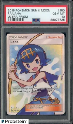 2018 Pokemon Sun & Moon #150 FA/ Lana Ultra Prism PSA 10 GEM MINT - Image 1