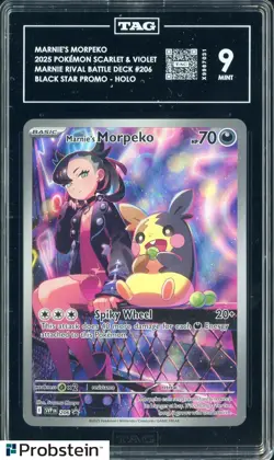 2025 Pokemon S&V Marnie Rival Battle Deck BSP #206 Marnie's Morpeko Holo TAG 9 - Image 1