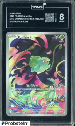 2025 Pokemon Mega Enhanced Booster #133 Bulbasaur Illustration Rare TAG 8 - Image 1