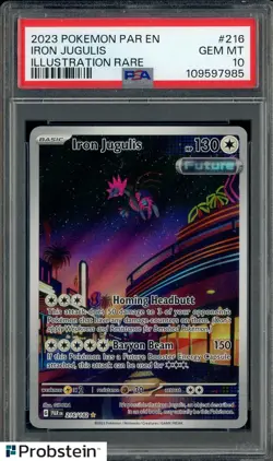 2023 Pokemon PAR EN #216 Iron Jugulis Illustration Rare PSA 10 GEM MINT - Image 1