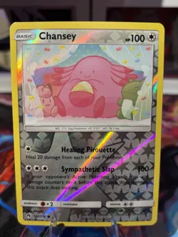 Pokemon 2018 Sun & Moon Lost Thunder Chansey 152/214 Reverse Holo Card Near Mint - Image 1