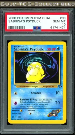 PSA 10 ⭐ Pokemon Sabrina's Psyduck 99 Gym Challenge Vintage Non-Holo - Image 1