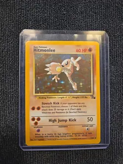 Pokemon TCG Hitmonlee Holo Rare Card Fossil, 7/62 LP condition - Image 1