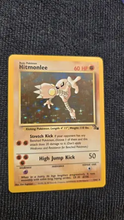 Pokemon TCG Hitmonlee Holo Rare Card Fossil, 7/62 LP condition - Image 3