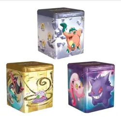 Pokemon TCG 2024 Q1 Stacking Tin Sealed 3Booster Packs and Stickers (1) @ Random - Image 1