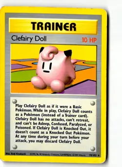 Clefairy Doll 70/102 Rare Base Set Unlimited Pokemon Moderately Played - Image 1