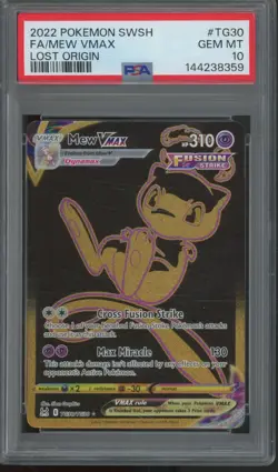 2022 Pokemon SWSH Lost Origin Full Art #TG30 Mew Vmax Gem Mint PSA 10 - Image 1