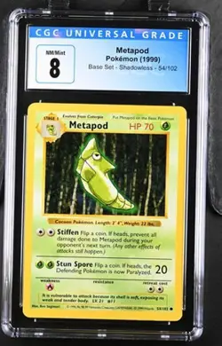 Pokemon Metapod 1999 Base Set 54/102 Shadowless CGC 8 - Image 1