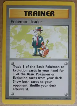 Pokemon Trader 77/102 Rare Non-Holo Base Set Pokemon Trainer Card LP - Image 1