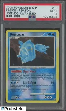 2008 Pokemon D & P Legends Awaken Regice Reverse Foil #36 PSA 9 - Image 1
