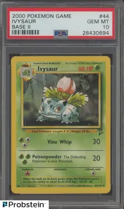2000 Pokemon Base 2 lvysaur #44 PSA 10 GEM MINT - Image 1