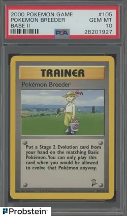 2000 Pokemon Base 2 Pokemon Breeder #105 PSA 10 GEM MINT - Image 1
