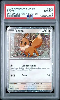 4787 Eevee 2025 Pokemon Destined Rivals Single Blister Promo - SVP EN #200 PSA 8 - Image 1