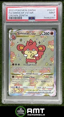 Simisear VSTAR PSA 9 2023 Pokemon Sword Shield Crown Zenith Galarian #GG37/GG70 - Image 1