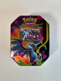 Pokemon Mega Charizard ex Factory Sealed Tin Box - Charizard X - 4 Booster Packs - Image 1