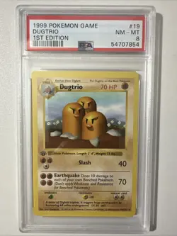 Pokemon 1st Edition PSA 8 Dugtrio 019/102 Base Set (Shadowless) - Image 1