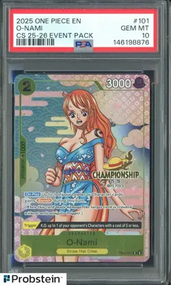 2025 One Piece EN O-Nami #101 Championship 25-26 Event Pack PSA 10 GEM MINT - Image 1