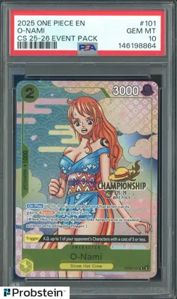 2025 One Piece EN O-Nami #101 Championship 25-26 Event Pack PSA 10 GEM MINT - Image 1