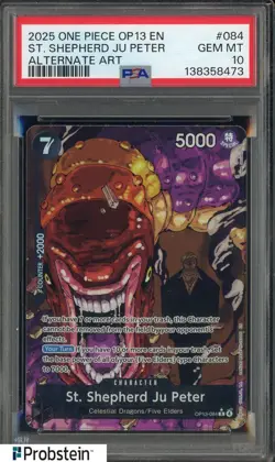 2025 One Piece OP13 Special Alt Art Demon God #084 St. Shepherd Ju Peter PSA 10 - Image 1