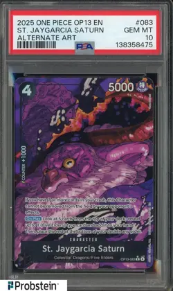 2025 One Piece OP13 Special Alt Art Demon God #083 St. Jaygarcia Saturn PSA 10 - Image 1