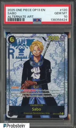 2025 One Piece OP13 EN Alternate #120 Sabo PSA 10 GEM MINT - Image 1