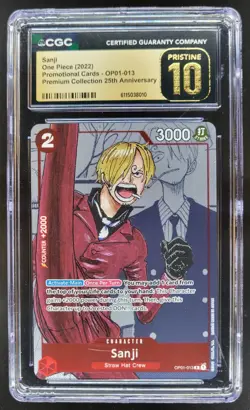 2022 ONE PIECE SANJI 25TH PROMO OP01-013 CGC 10 PRISTINE A PT - Image 1
