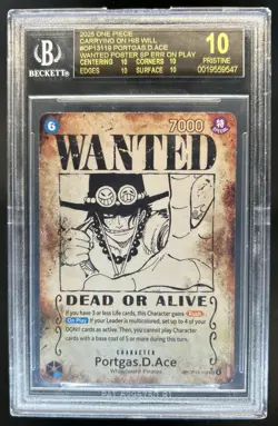 2025 One Piece Carrying on His Will Portgas D Ace Wanted SEC #OP13-119 BGS 10 BL - Image 1