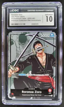 2022 ONE PIECE RORONOA ZORO PROMO 25TH OP01-001 CGC 10 A PT - Image 1