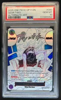 2025 One Piece Gear Two Rare Alternative Art #OP11-080 PSA 10 GEM MINT - Image 1