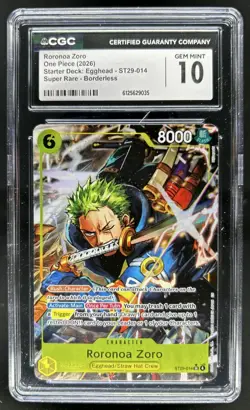 2026 One Piece Egghead Roronoa Zoro Super Rare Borderless #ST29-014 CGC 10 - Image 1