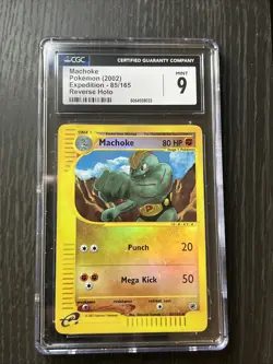 CGC 9 MINT Machoke 2002 Expedition 85/165 Reverse Holo Pokemon Card - Image 1