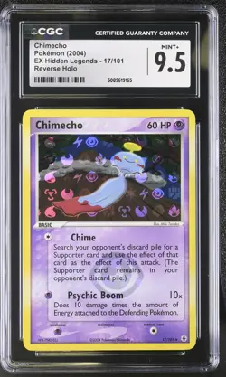 CGC 9.5 MINT+ Chimecho 2004 EX Hidden Legends 17/101 Reverse Holo Pokemon Card - Image 1