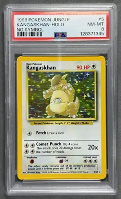 1999 Pokemon Jungle #5 KANGASKHAN HOLO NO SYMBOL 5/64 Base Set RARE Card PSA 8 - Image 1