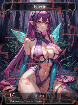 Faerie Token Black 1/1 Anime Waifu Style Card For EDH and Playtest - Image 1