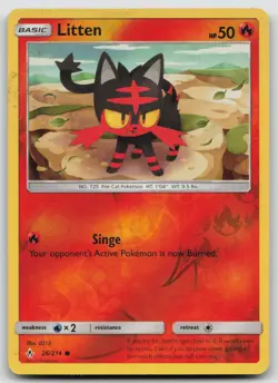 Reverse Holo Litten (26) 26/214 SM - Unbroken Bonds Common Pokemon TCG Card - Image 1
