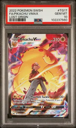 2022 POKEMON SWORD & SHIELD LOST ORIGIN #TG17 FULL ART/PIKACHU VMAX PSA 10 - Image 1