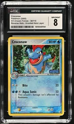 Croconaw 38/115 - 2005 Pokemon EX Unseen Forces Stamped Reverse Holo CGC8 - Image 1