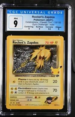 Pokemon Rocket's Zapdos 2021 Celebrations - Classic Coll. 15/132 Holo CGC 9 - Image 1